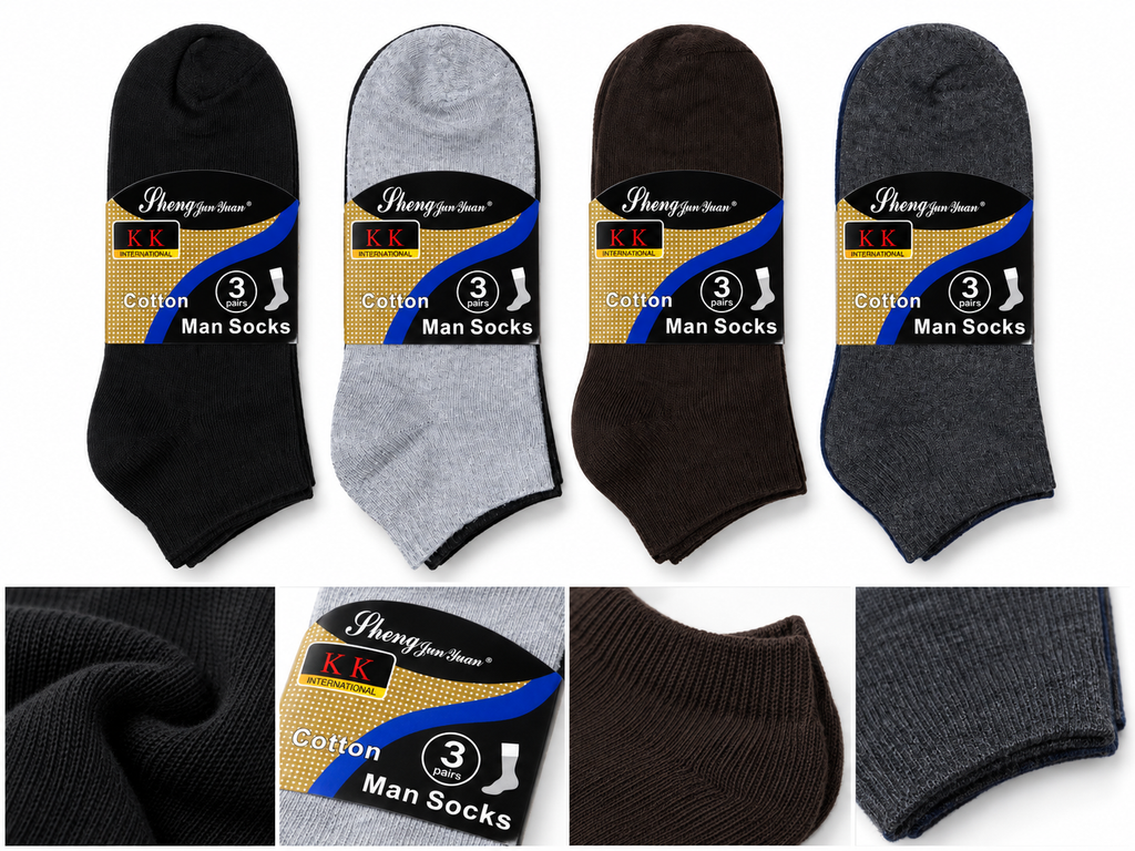 Multi-colour ankle socks fabric close-up