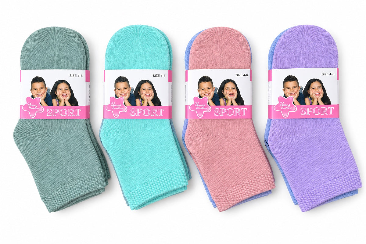 Girls' winter thick socks — 12 pairs — ages 4–6 years