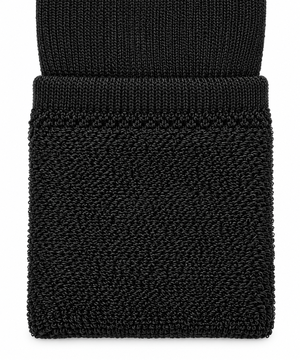 Black sport socks soft terry inside close-up