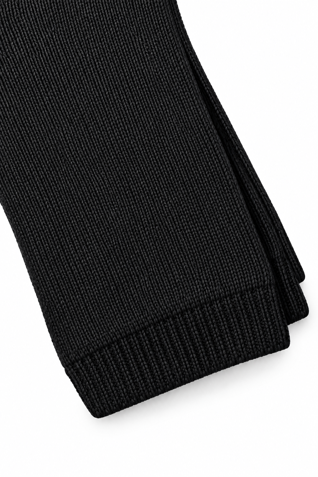 Black sport socks knitted material close-up