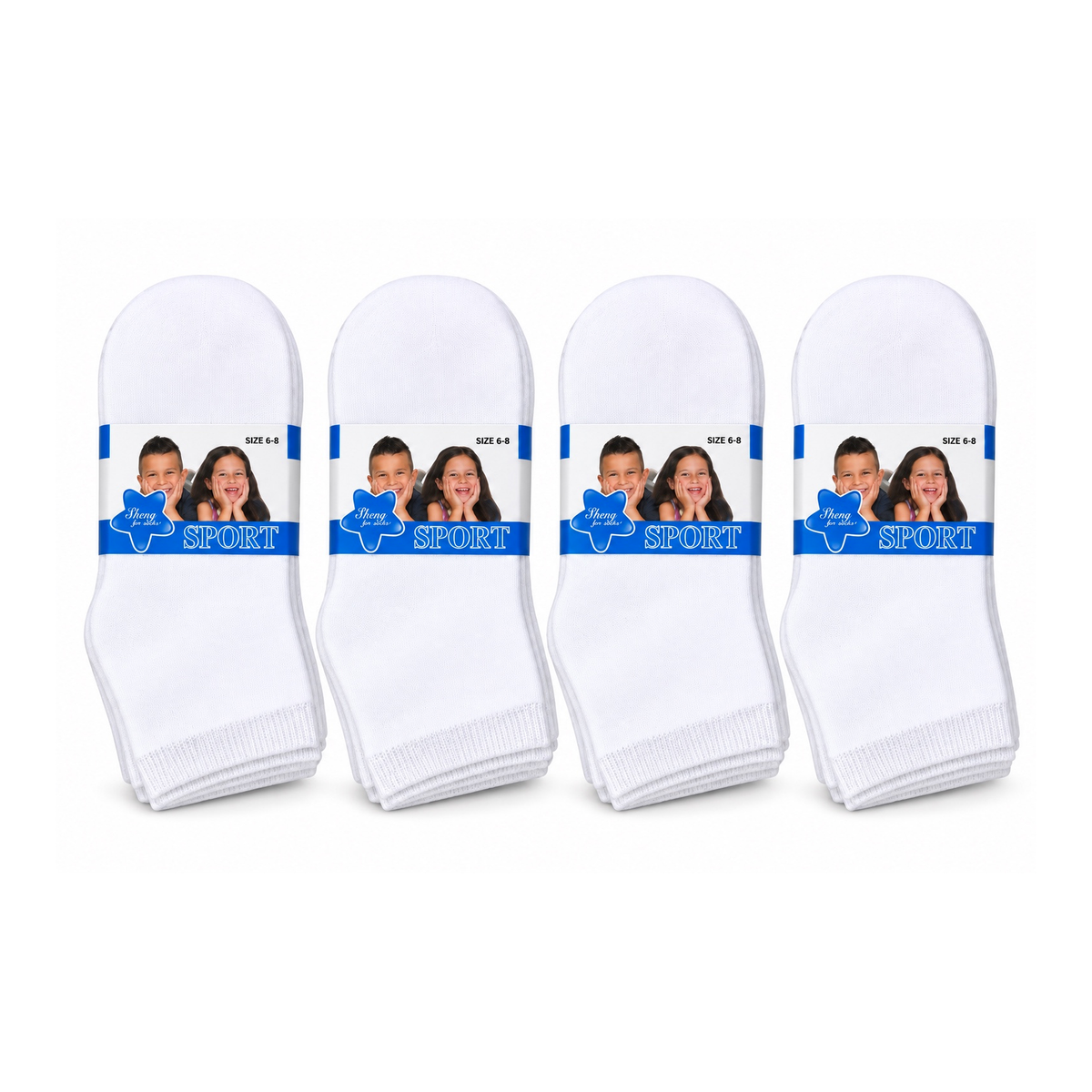 Kids white sport socks ages 6–8