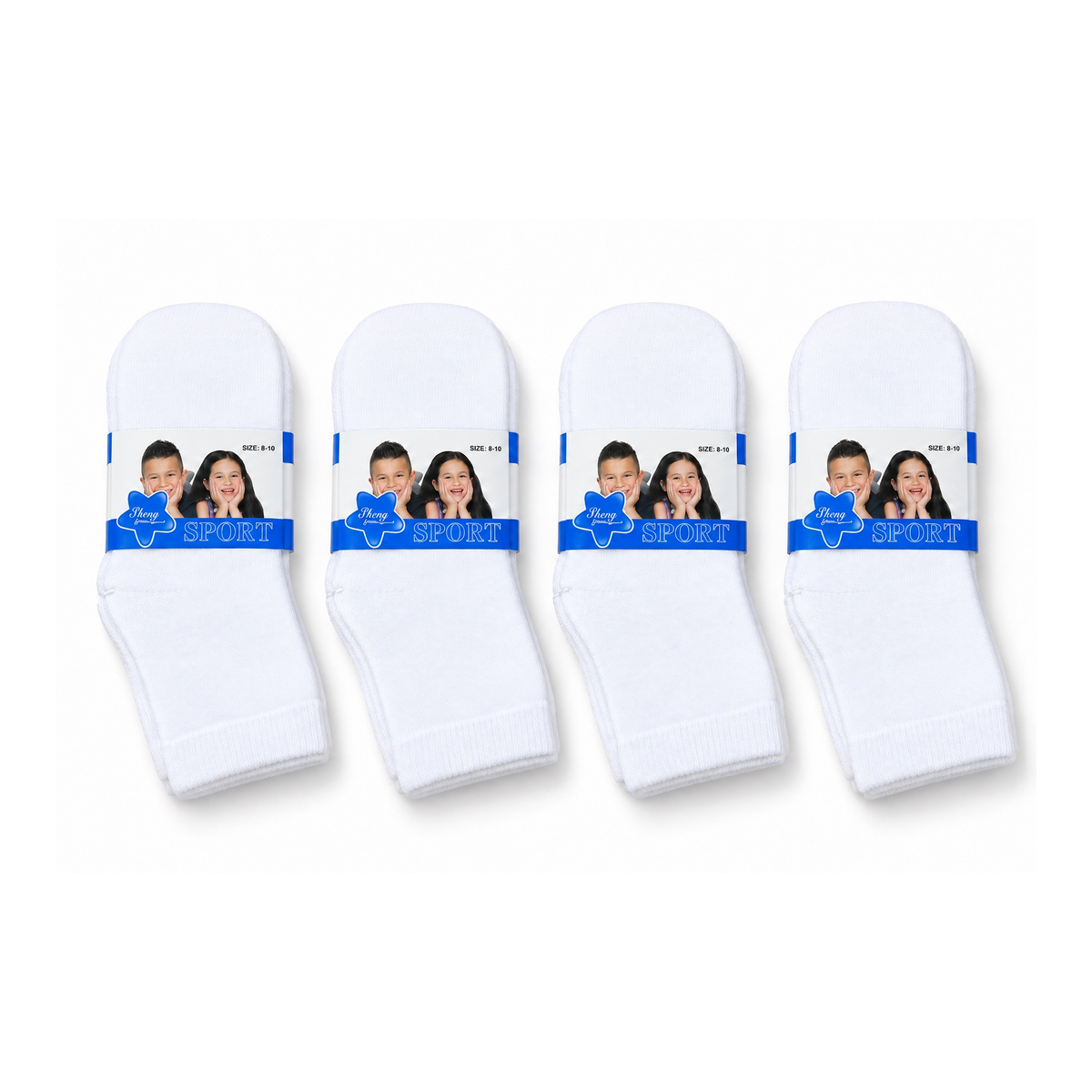 Kids white sport socks ages 8–10