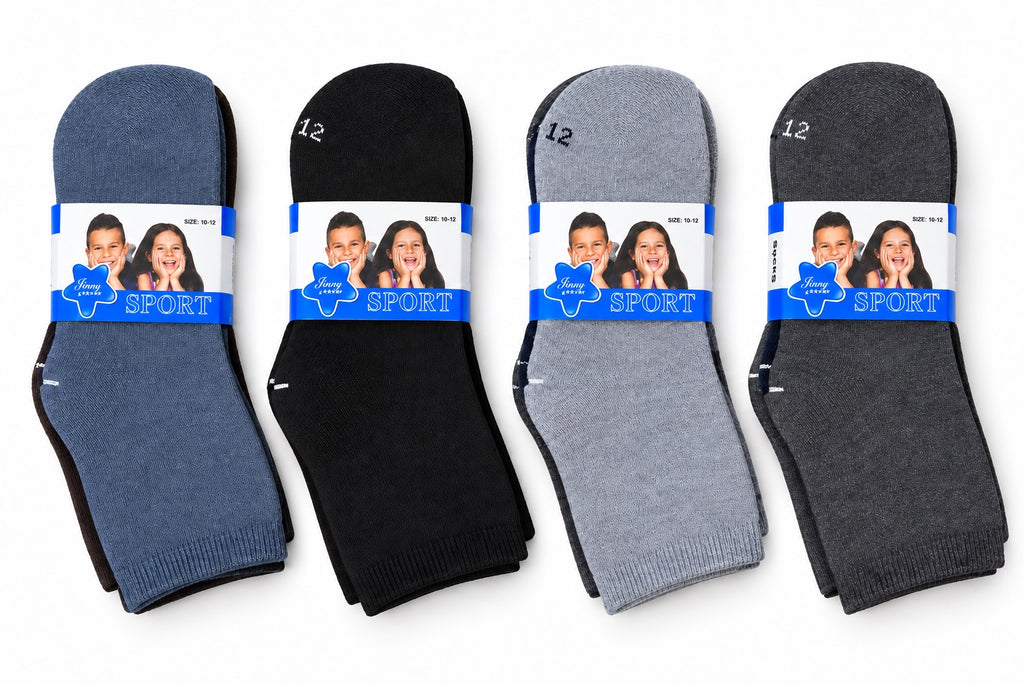 Kids' winter thick socks 12 pairs — size 10-12
