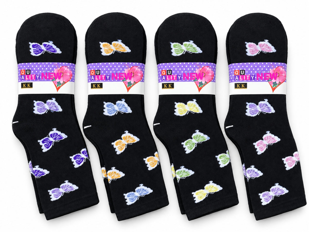 Women's Winter Thick Crew Socks – Butterfly Pattern Collection – 12 Pair Pack