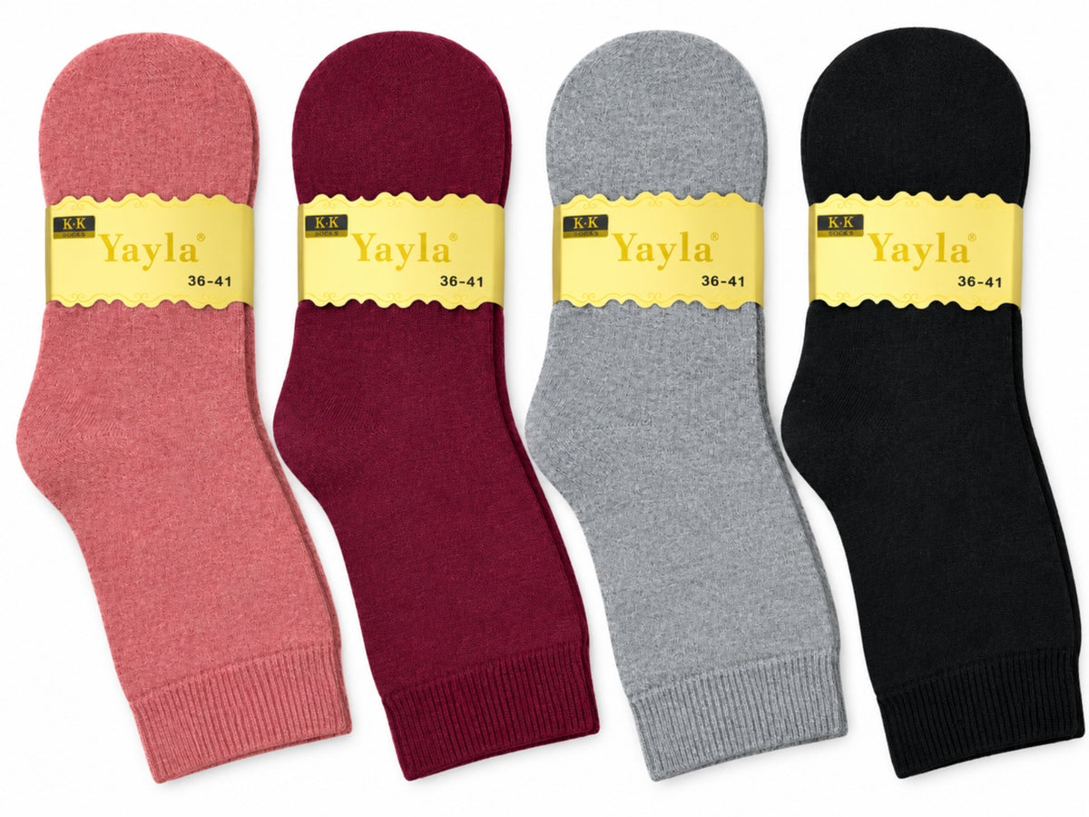 Women's Winter Thick Crew Socks – Classic Solid Collection – 12 Pair Pack