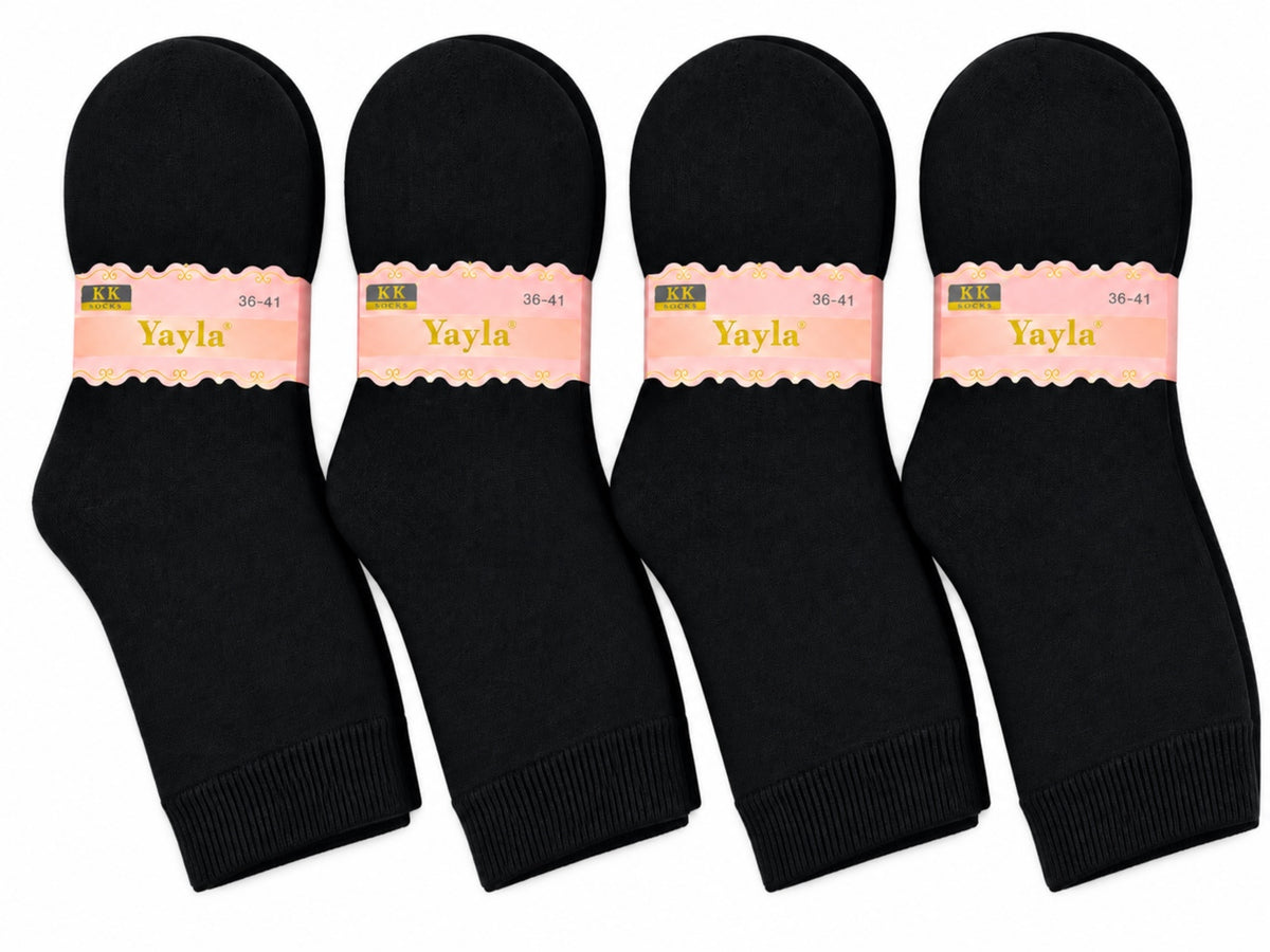 Women's Winter Thick Crew Socks – Essential Black Collection – 12 Pair Pack