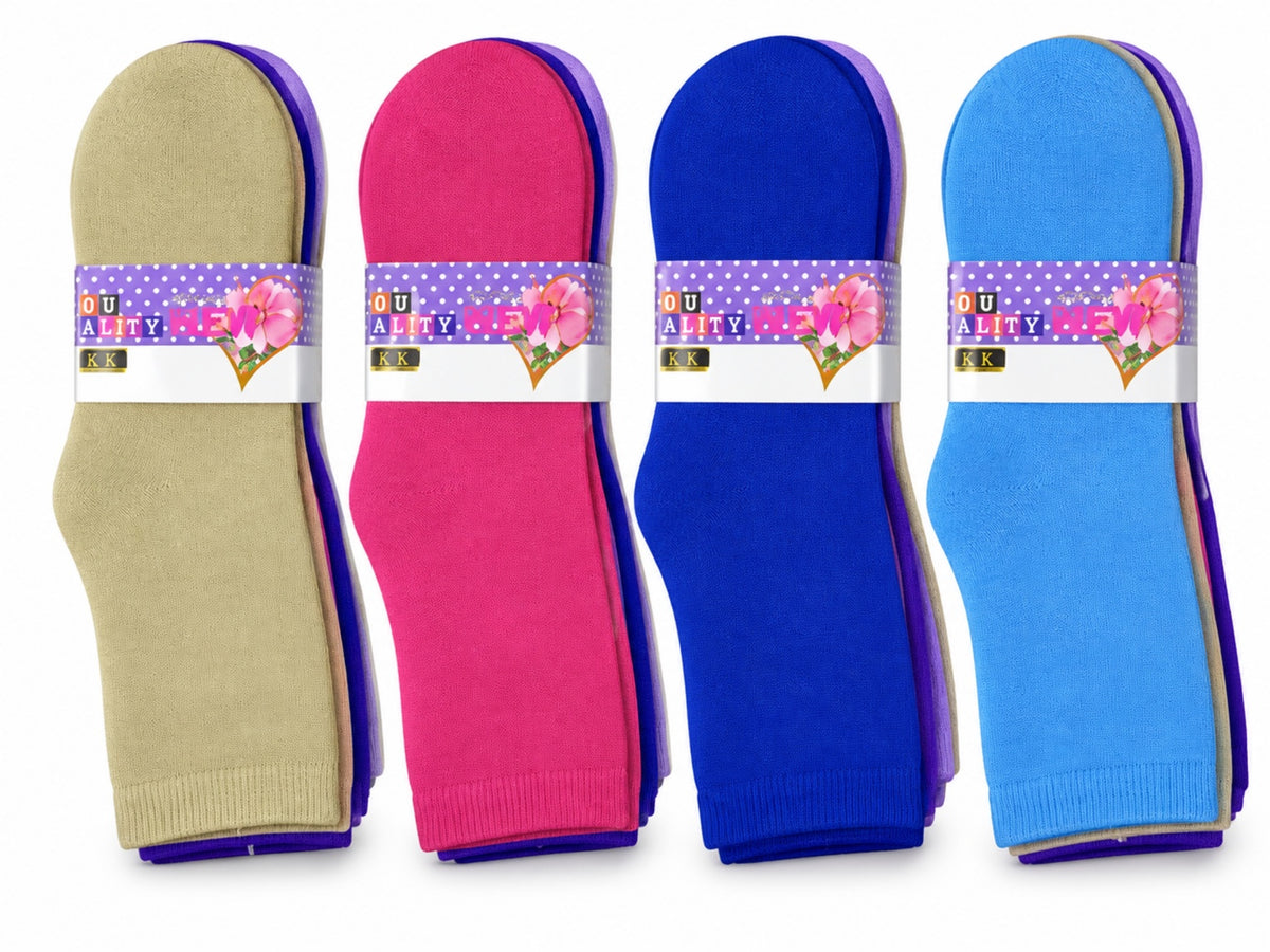 Women's Winter Thick Crew Socks – Bright Solid Collection – 12 Pair Pack