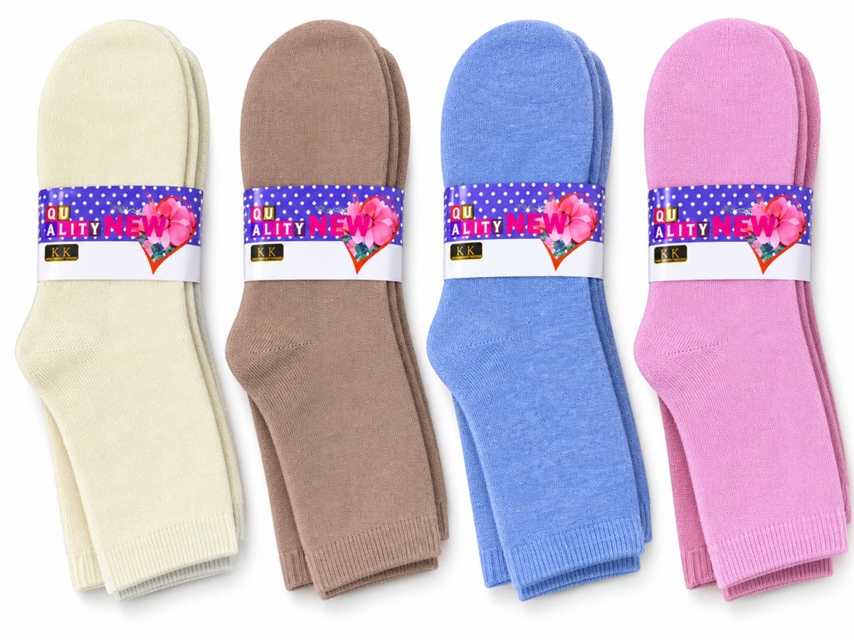 Women's Winter Thick Crew Socks – Soft Neutral Solid Collection – 12 Pair Pack