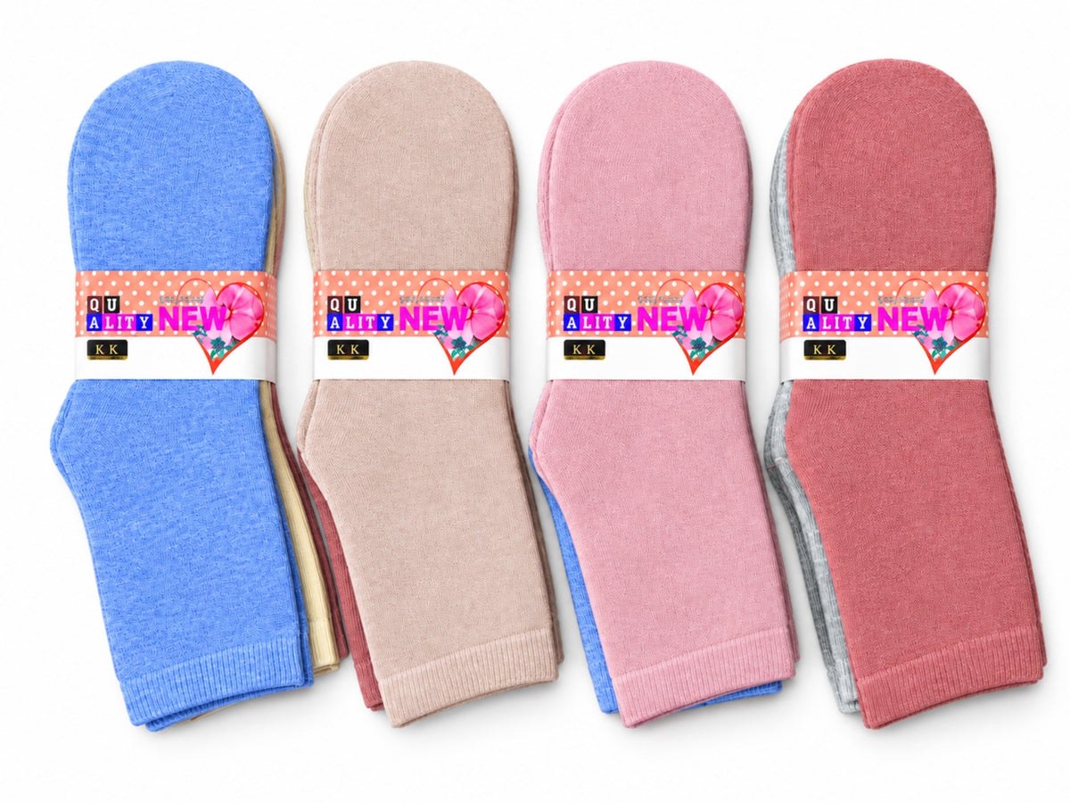 Women's Winter Thick Crew Socks – Pastel Solid Collection – 12 Pair Pack