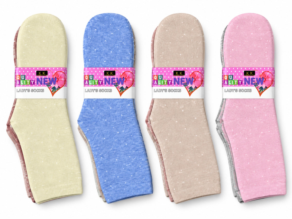 Women's Winter Thick Crew Socks – Soft Pastel Ribbed Collection – 12 Pair Pack