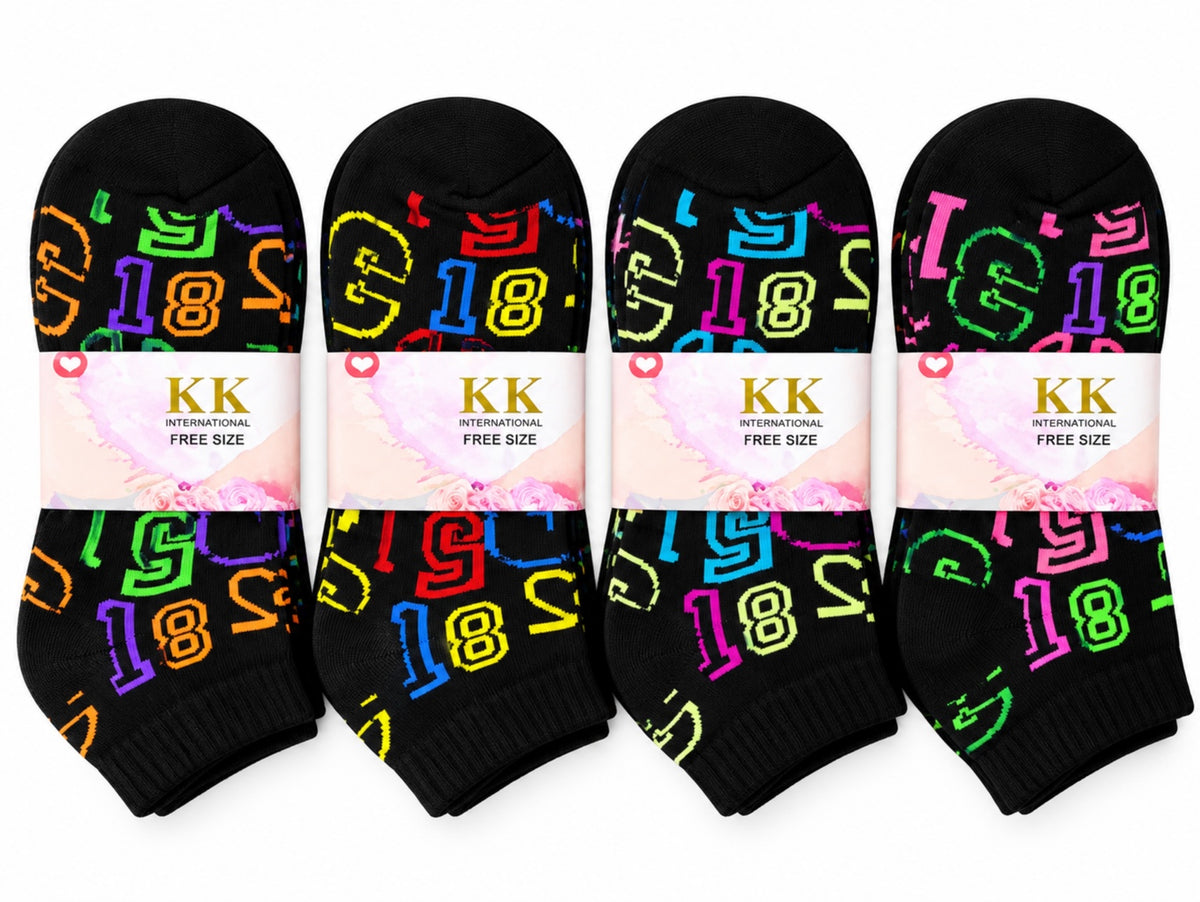 Ladies' thick winter socks, Colorful Numbers, 12 pairs, free size