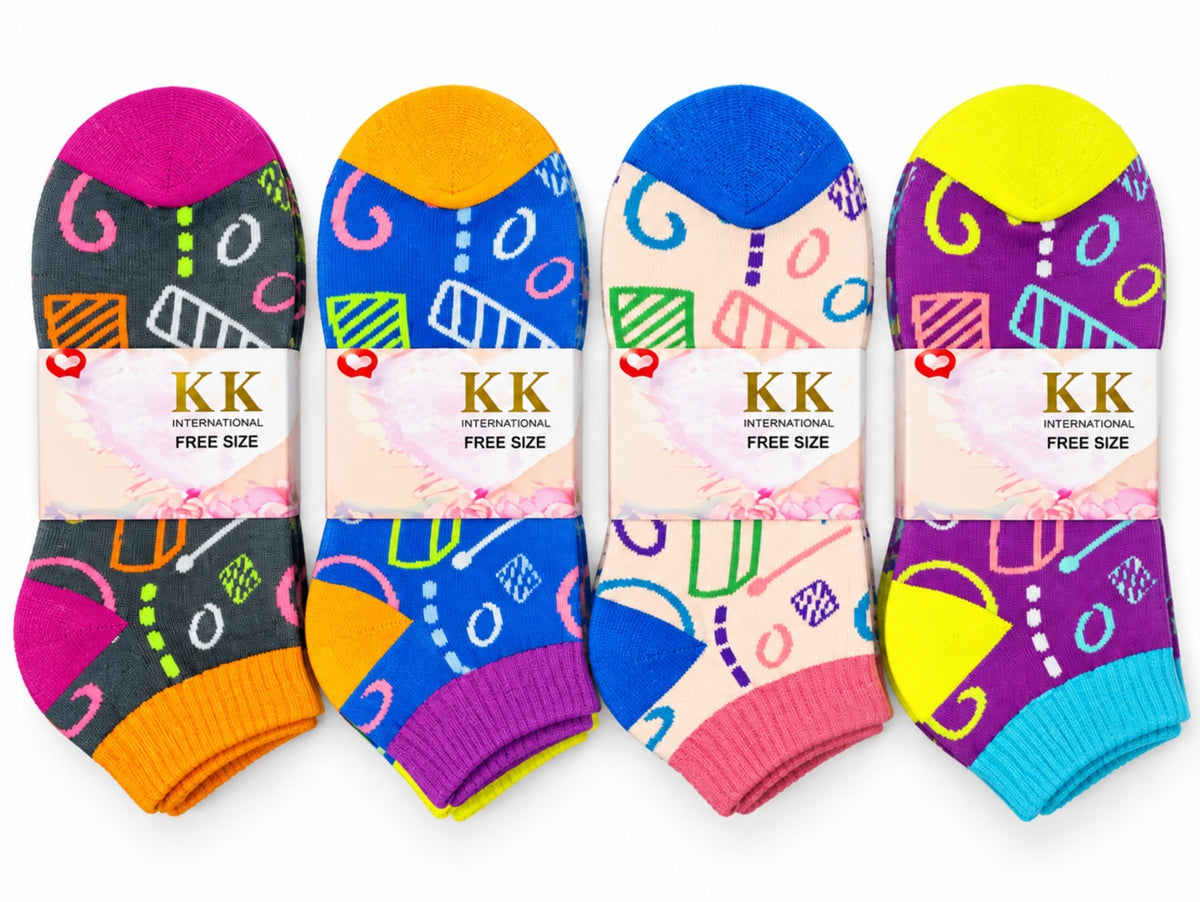 Ladies' thick winter socks - playful shapes - 12 pairs - Free Size