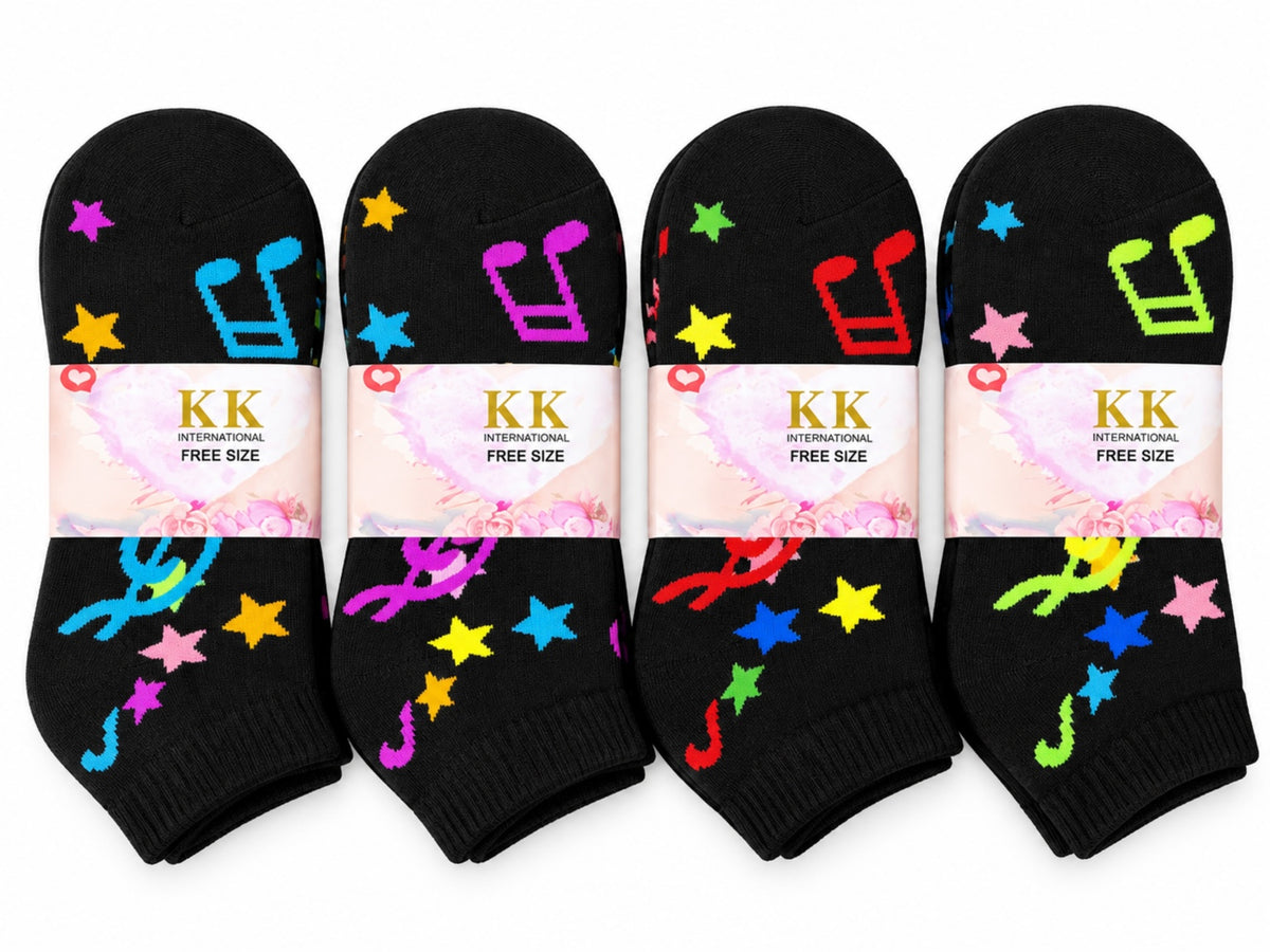 Ladies' thick winter socks, Star & Symbol Print, 12 pairs, free size