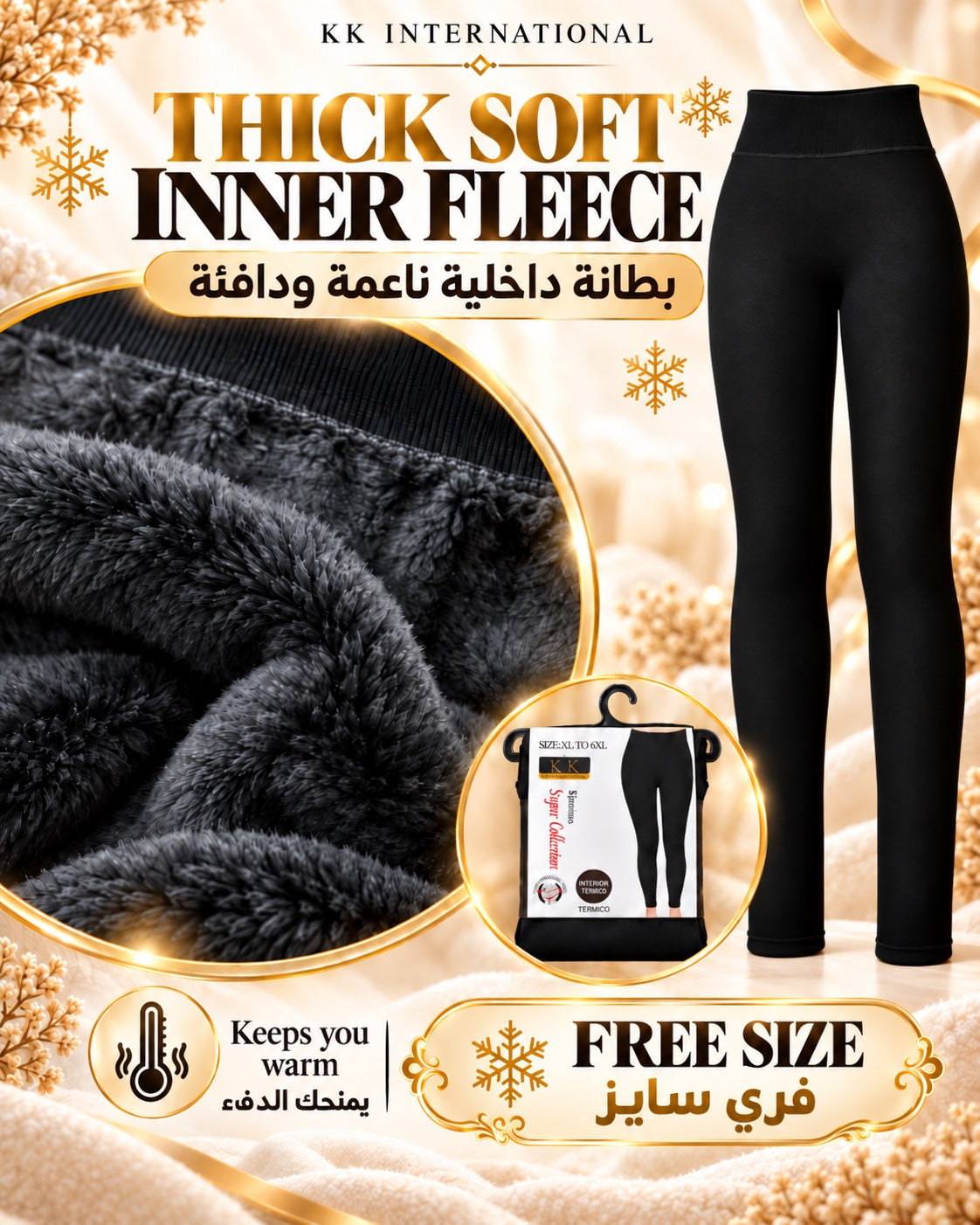 KK International thermal fleece pant thick soft inner fleece free size