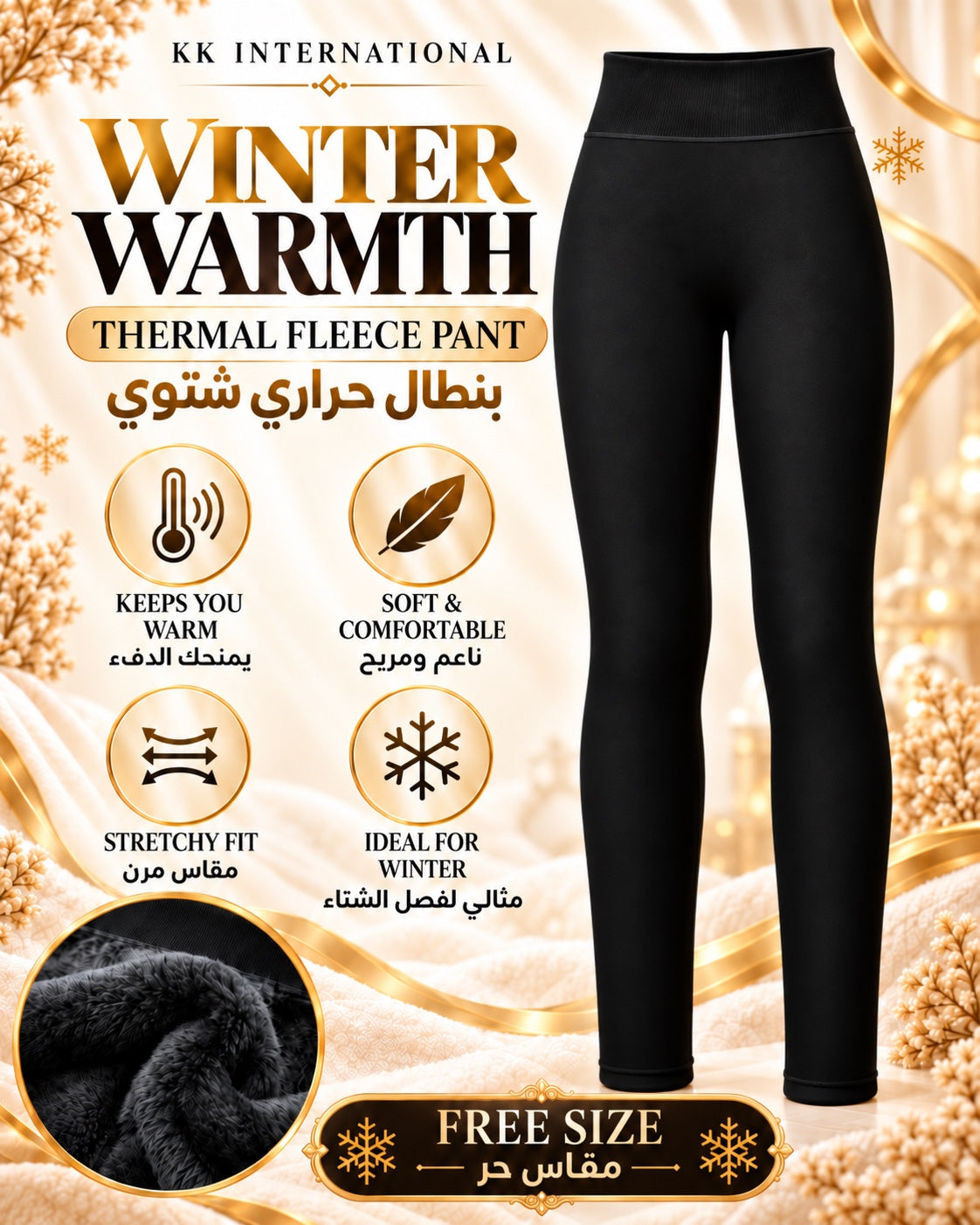 KK International thermal fleece winter pant free size