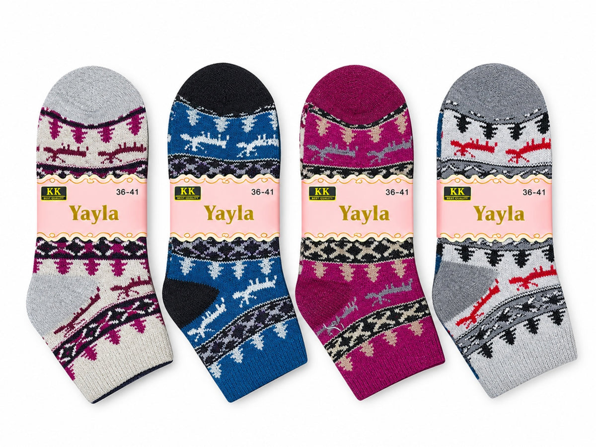 Ladies' thick winter socks, snowflake pattern assortment, size 36-41